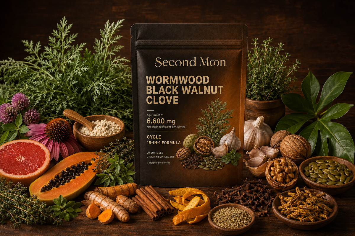 Second Moon 18-ingredient formula and current pouch